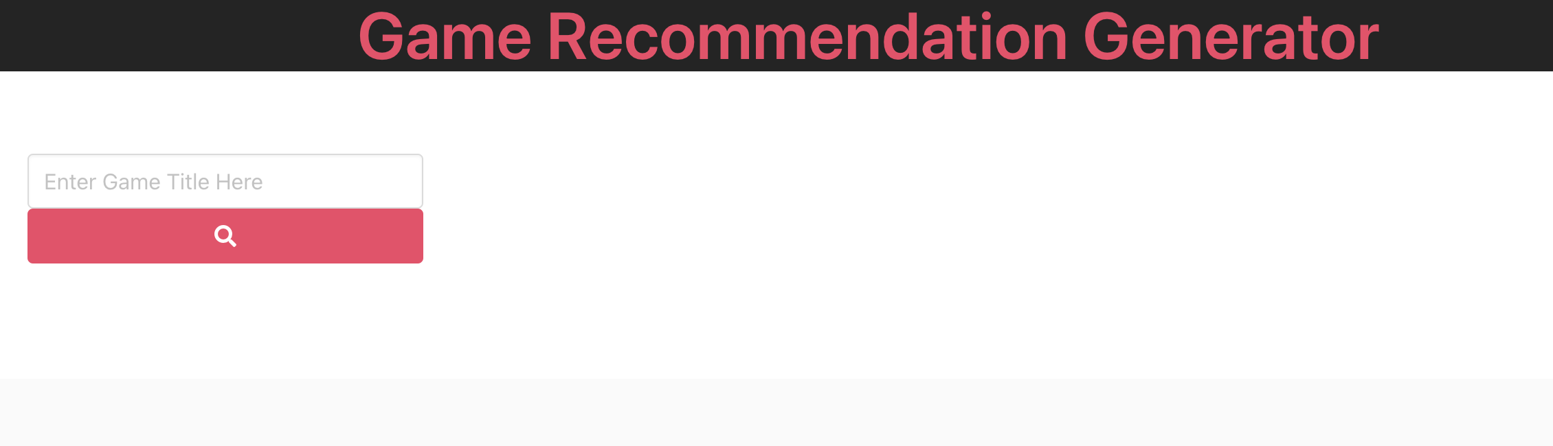 Screenshot of Videogame Recommendation site